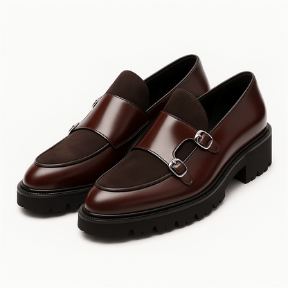 Men’s Monk Strap Loafers – Modern Dress Shoes with Dual Buckle