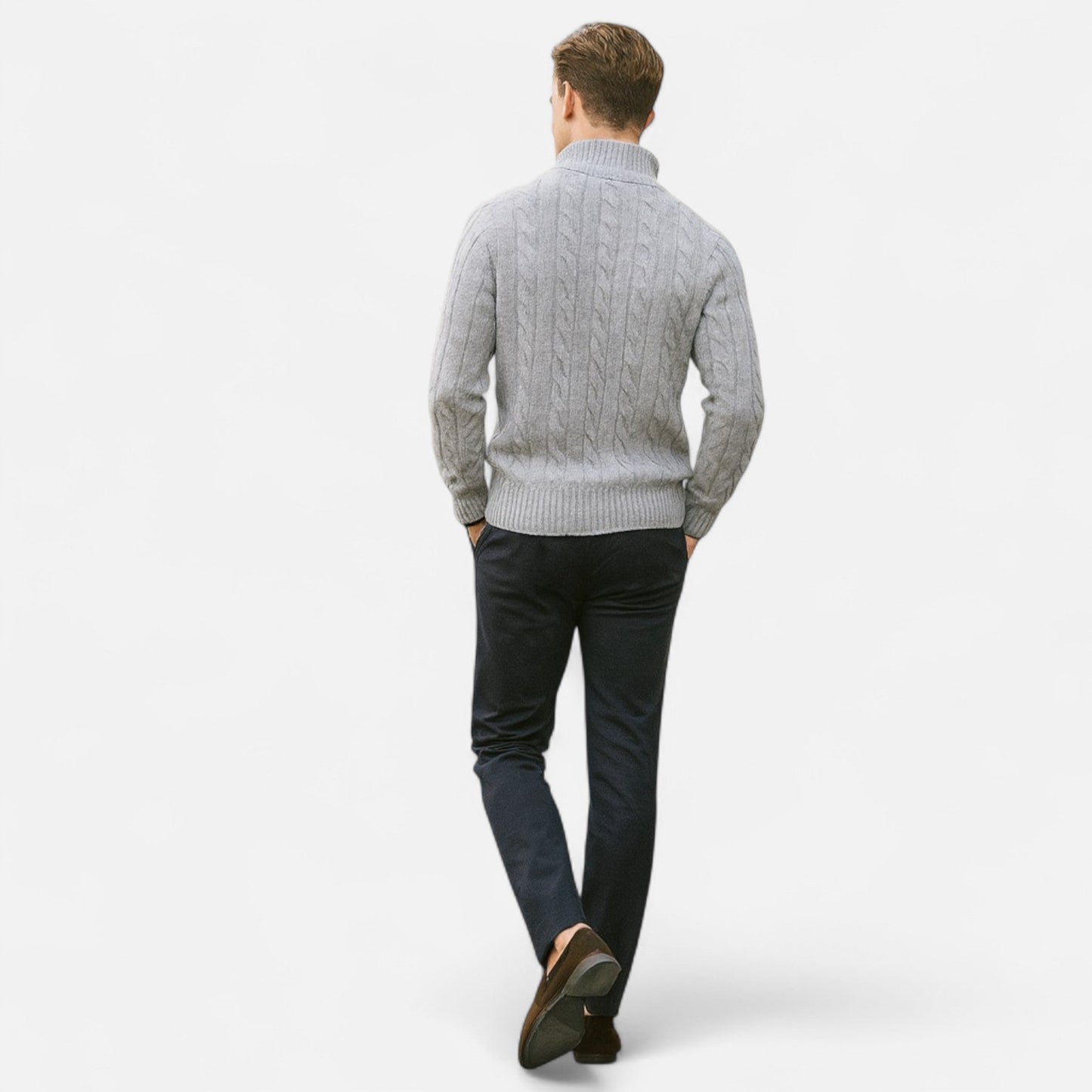Men’s Open-Front Sweater with Subtle Stitch Detailing – Modern Layering Piece