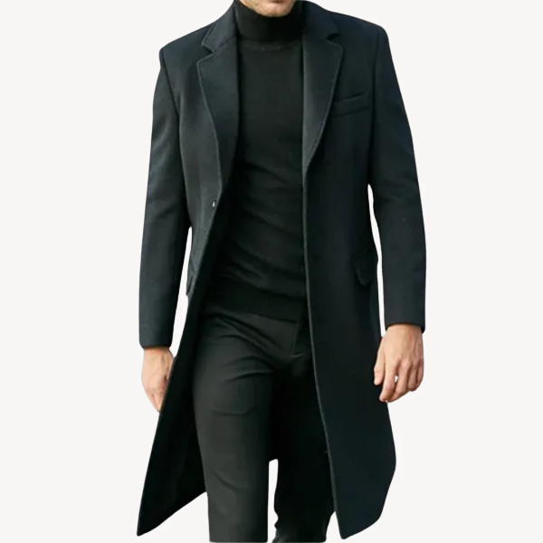 Men’s Overcoat – Wool Blend – Tailored Fit – Full Length – Classic Lap ...