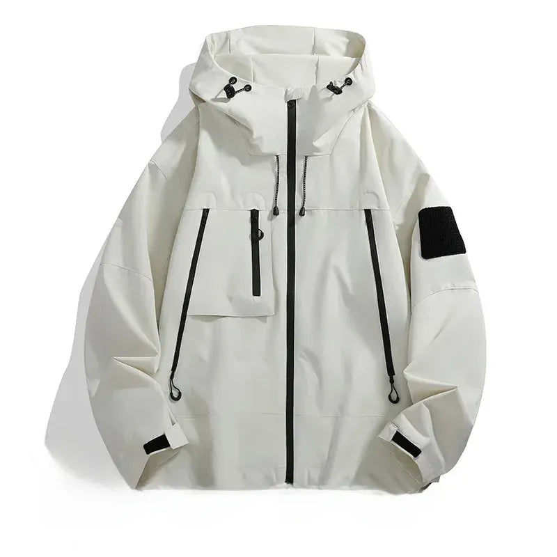 Men’s Oversized Jacket – Windproof – Hooded – Zip Pockets – Adjustable Cuffs