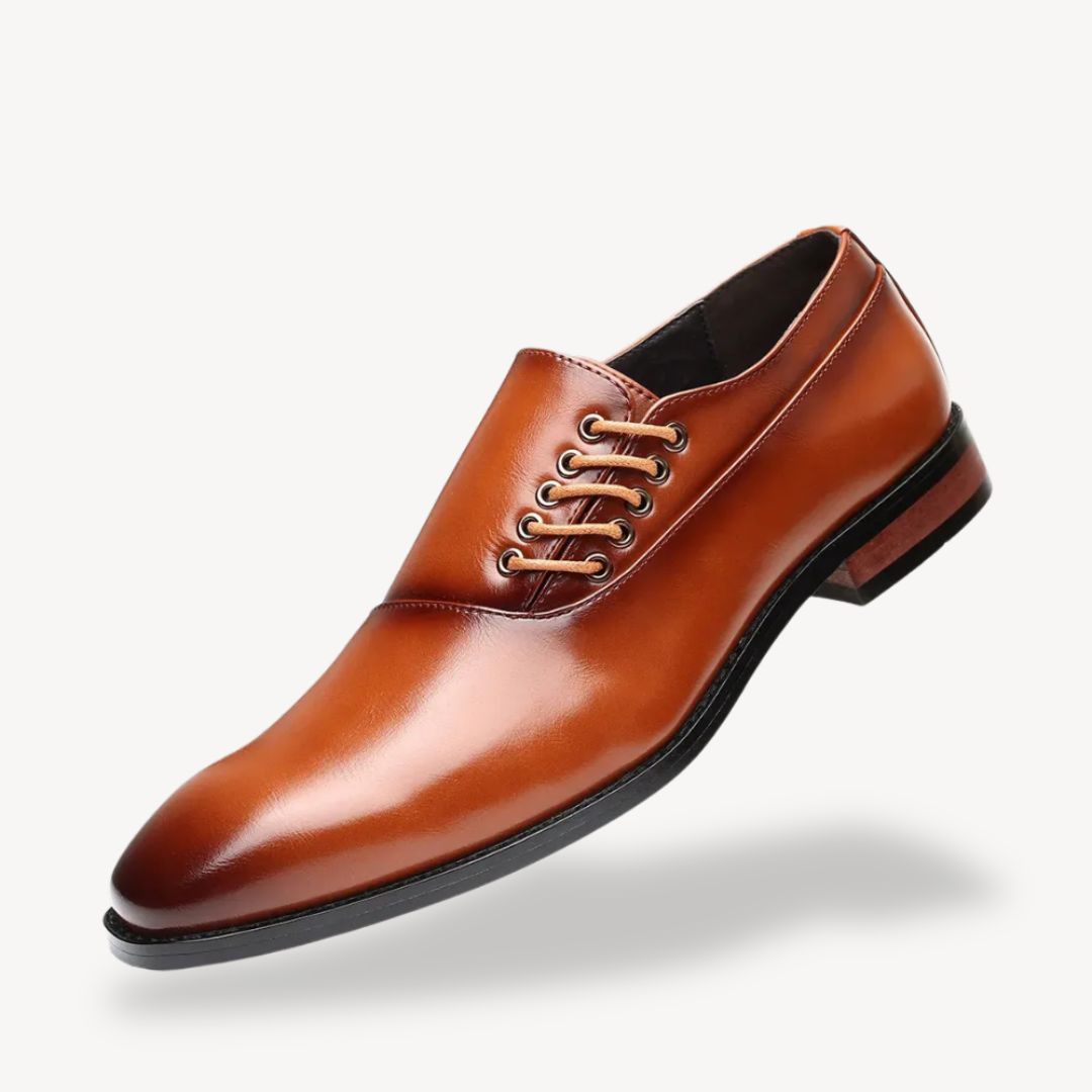 Men’s Oxford Dress Shoes – Pointed Toe Side Lace-Up Formal Design
