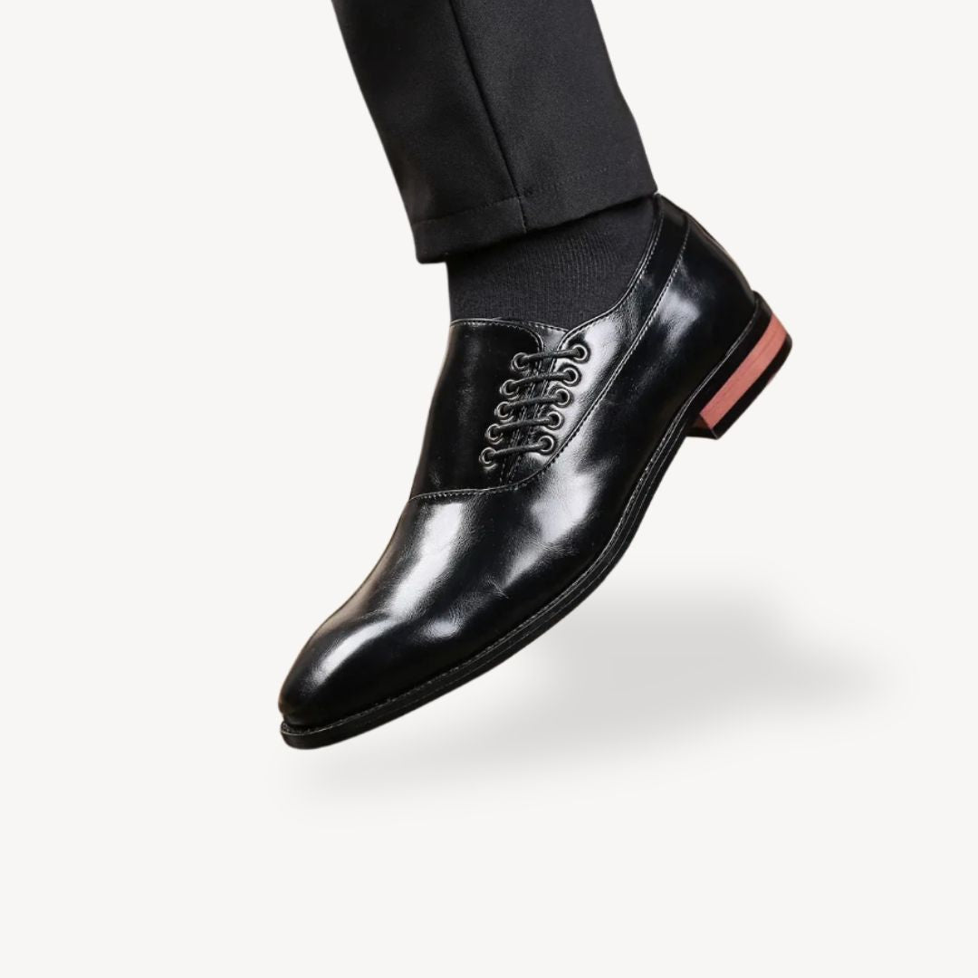 Men’s Oxford Dress Shoes – Pointed Toe Side Lace-Up Formal Design