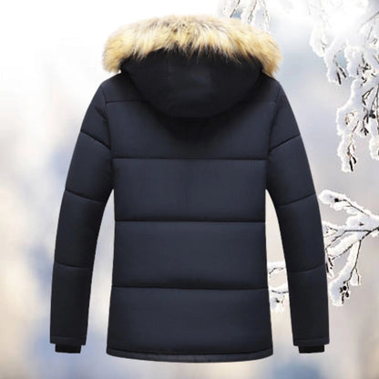 Men’s Parka Jacket – Relaxed Fit – Quilted Padding – Fleece Lined – Faux Fur Hood