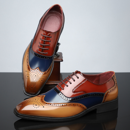 Men’s Patent Brogue Dress Shoes – Classic Wingtip Elegance for Formal Wear