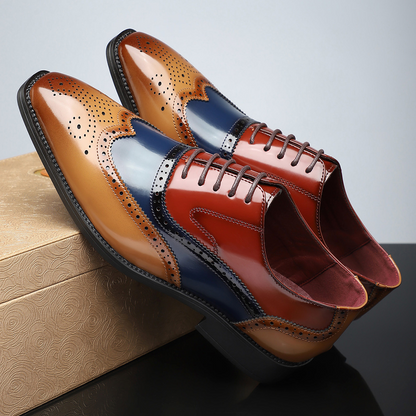 Men’s Patent Brogue Dress Shoes – Classic Wingtip Elegance for Formal Wear