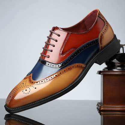 Men’s Patent Brogue Dress Shoes – Classic Wingtip Elegance for Formal Wear