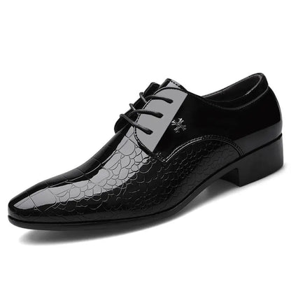 Men’s Patent Oxford Dress Shoes – Lace-Up Formal Footwear with Textured Finish