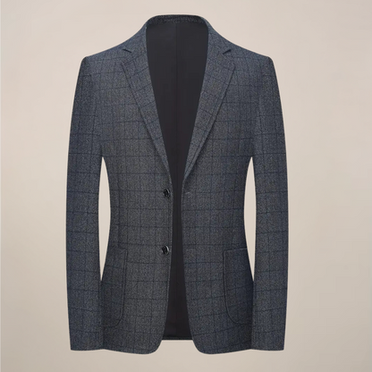Men’s Plaid Blazer – Tailored Check Jacket with Lapel Collar and Pockets