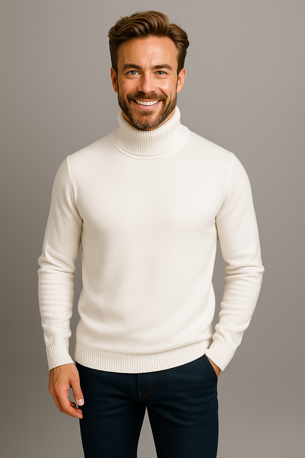 Men’s Polo Jumper with Roll Neck – Smart Casual and Evening