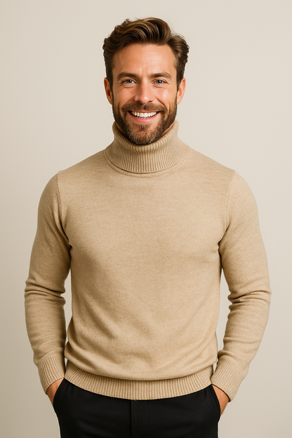 Men’s Polo Jumper with Roll Neck – Smart Casual and Evening