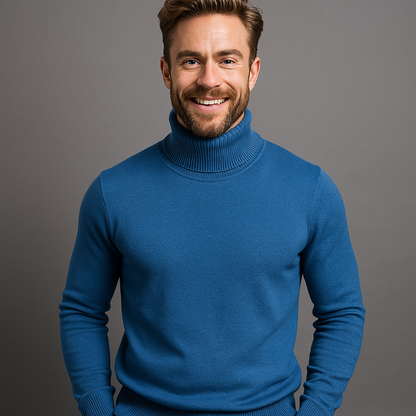 Men’s Polo Jumper with Roll Neck – Smart Casual and Evening