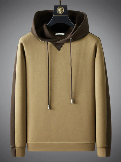 Men’s Pullover Hoodie – Relaxed Fit – Cotton Blend – Two-Tone Panels – Drawstring Hood
