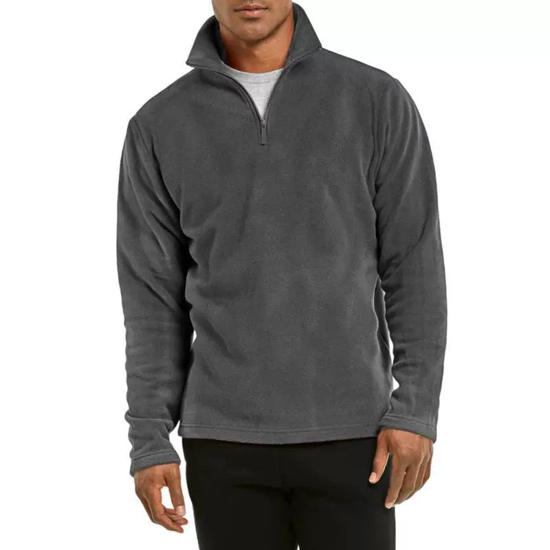 Men’s Pullover Jacket – Fleece – Regular Fit – Quarter Zip – Mock Neck – Casual Wear