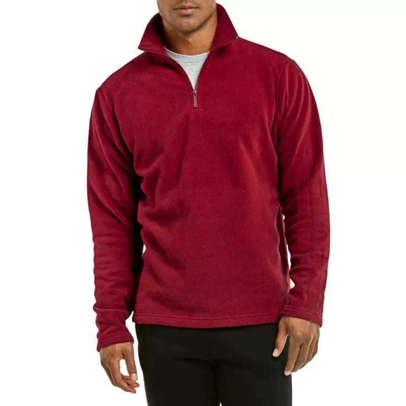 Men’s Pullover Jacket – Fleece – Regular Fit – Quarter Zip – Mock Neck – Casual Wear