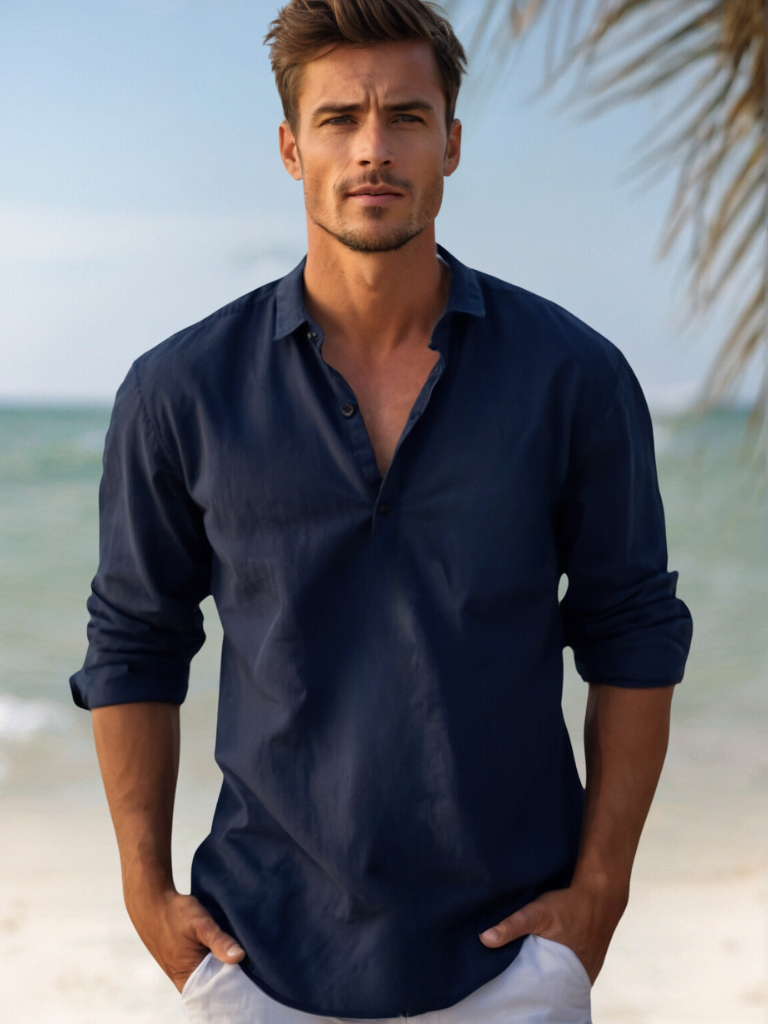 Men’s Regular Fit Linen Shirt – Lightweight Casual Button-Up