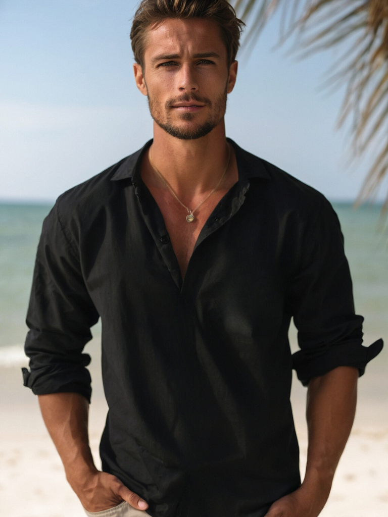 Men’s Regular Fit Linen Shirt – Lightweight Casual Button-Up