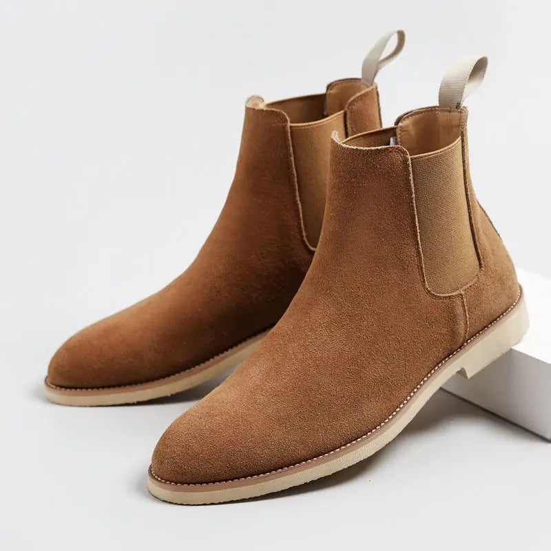 Men’s Burnished Leather Chelsea Boot with Contrast Stitching