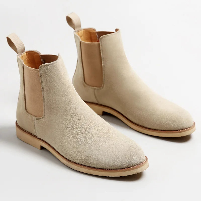Men’s Burnished Leather Chelsea Boot with Contrast Stitching