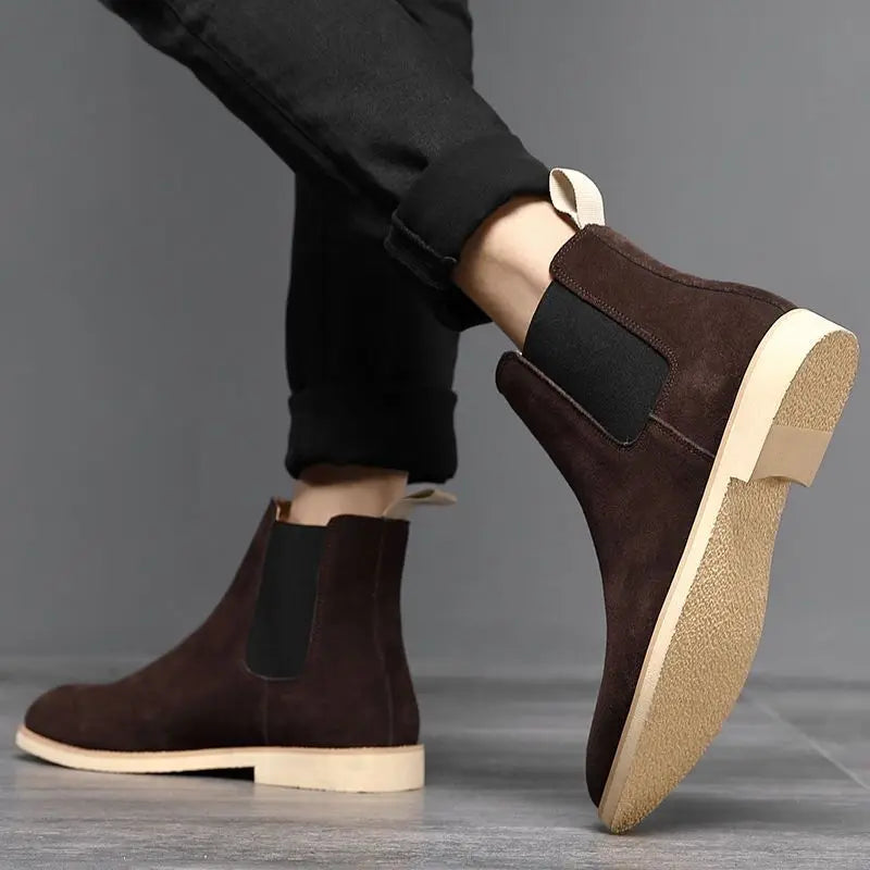 Men’s Burnished Leather Chelsea Boot with Contrast Stitching