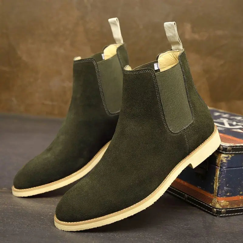Men’s Burnished Leather Chelsea Boot with Contrast Stitching