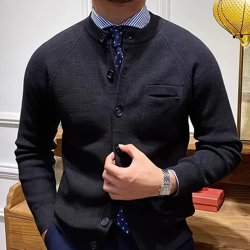 Men’s Band Collar Knit Cardigan