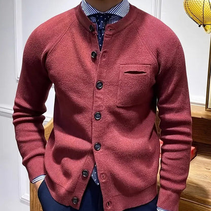 Men’s Band Collar Knit Cardigan