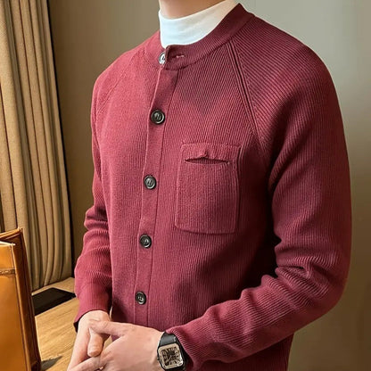 Men’s Band Collar Knit Cardigan