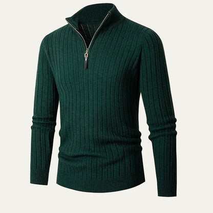 Men’s Ribbed Half Zip Collar Sweater