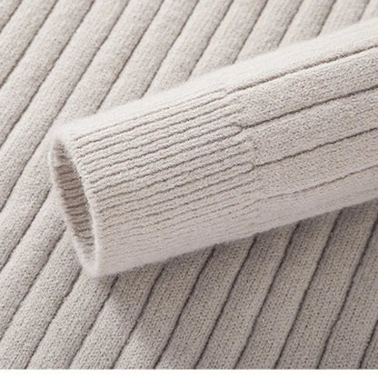 Men’s Ribbed Half-Zip Sweater – Neutral Tones
