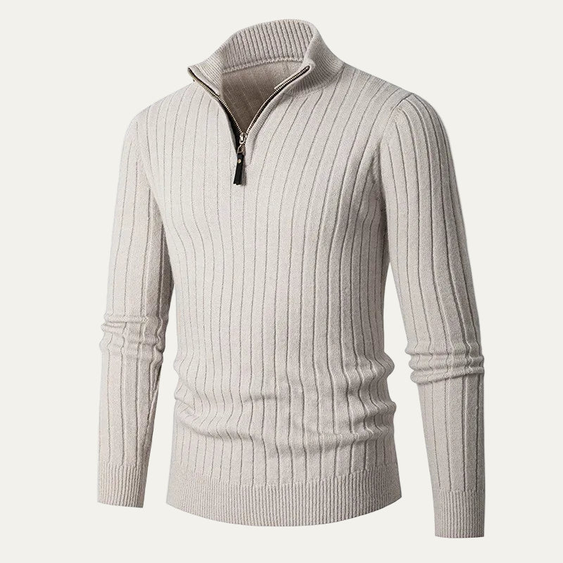 Men’s Ribbed Half Zip Collar Sweater