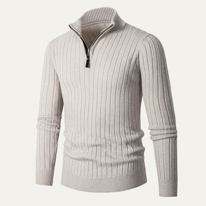 Men’s Ribbed Half Zip Collar Sweater