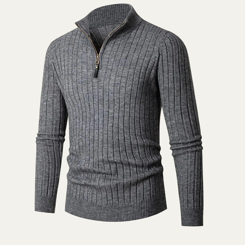 Men’s Ribbed Half Zip Collar Sweater