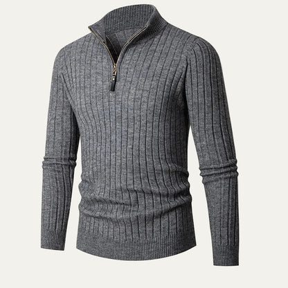 Men’s Ribbed Half Zip Collar Sweater