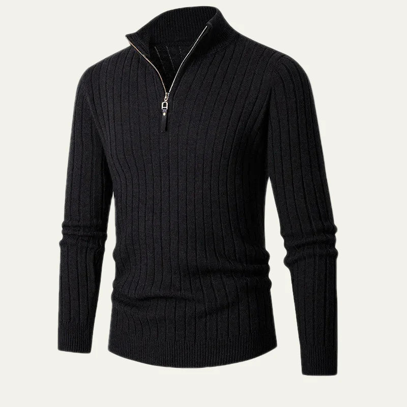 Men’s Ribbed Half Zip Collar Sweater