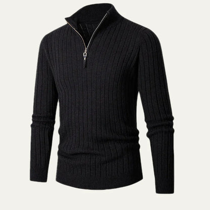 Men’s Ribbed Half Zip Collar Sweater