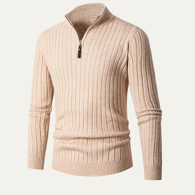 Men’s Ribbed Half Zip Collar Sweater