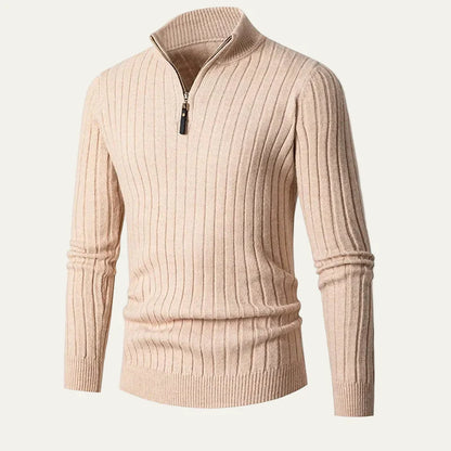Men’s Ribbed Half Zip Collar Sweater