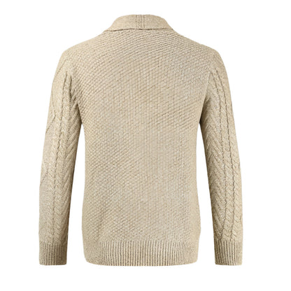 Cevori Classic Cable Knit Style Shawl Collar Cardigan