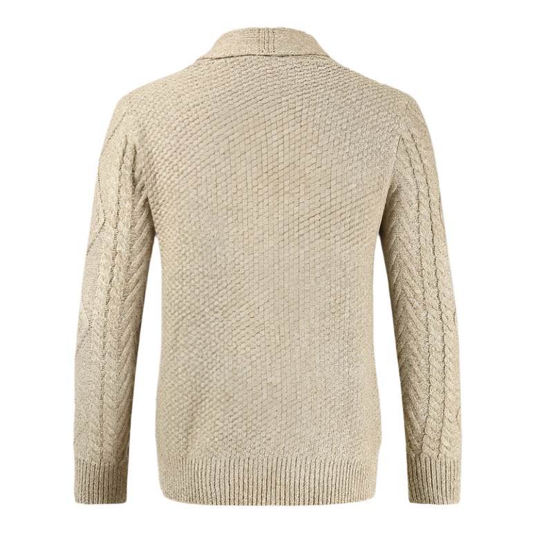 Men’s Aran Knit Shawl Collar Cardigan