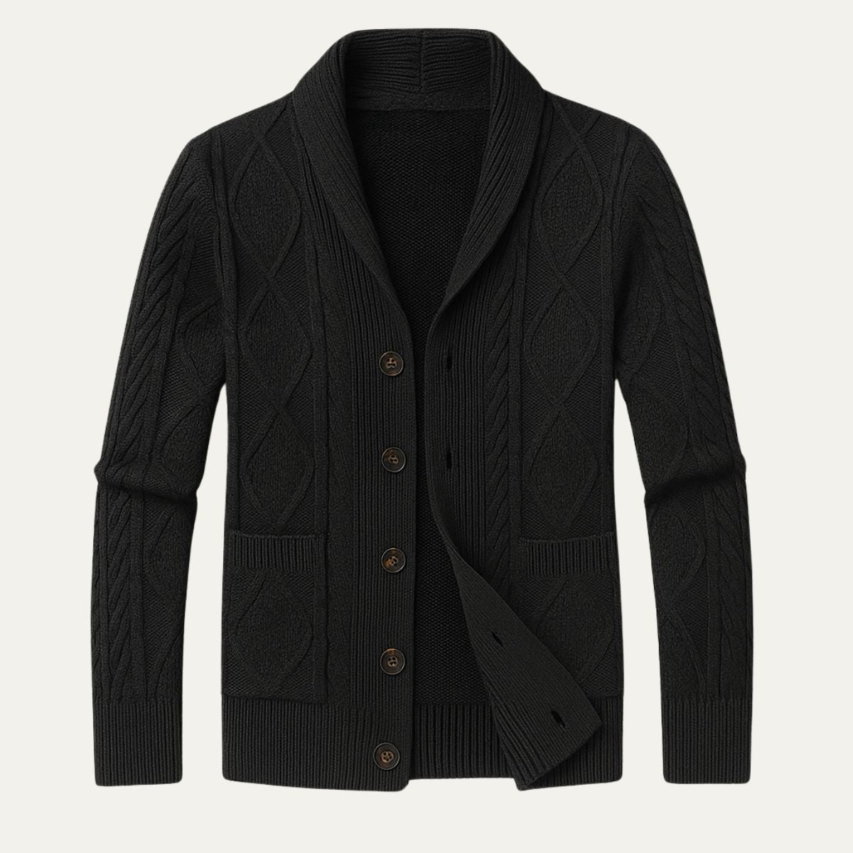 Men’s Aran Knit Shawl Collar Cardigan
