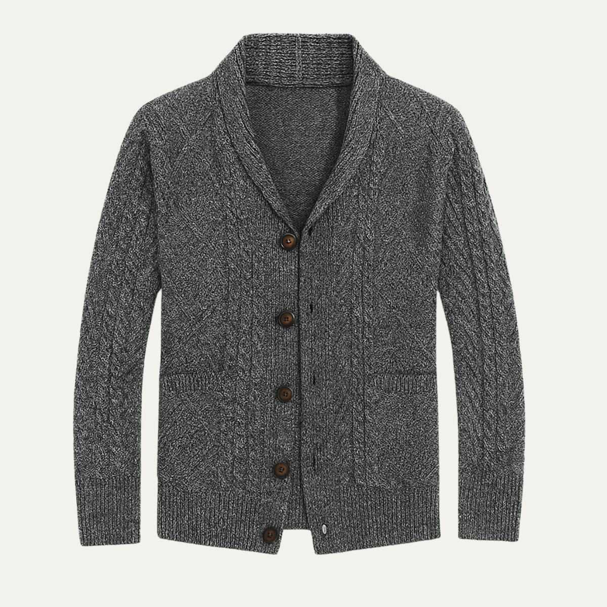 Men’s Aran Knit Shawl Collar Cardigan