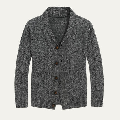 Men’s Aran Knit Shawl Collar Cardigan