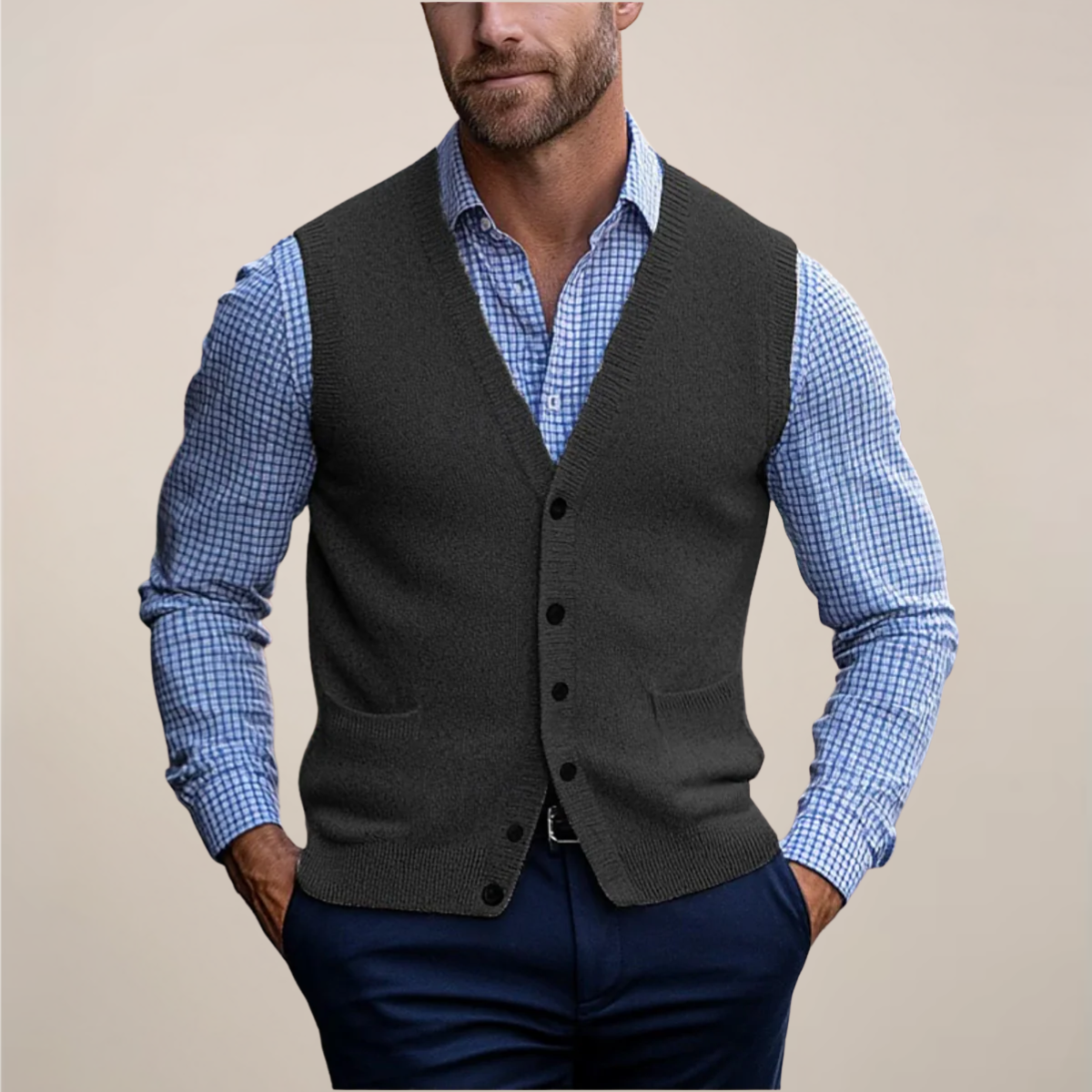Men’s Sleeveless Vest Sweater – Lightweight Layer