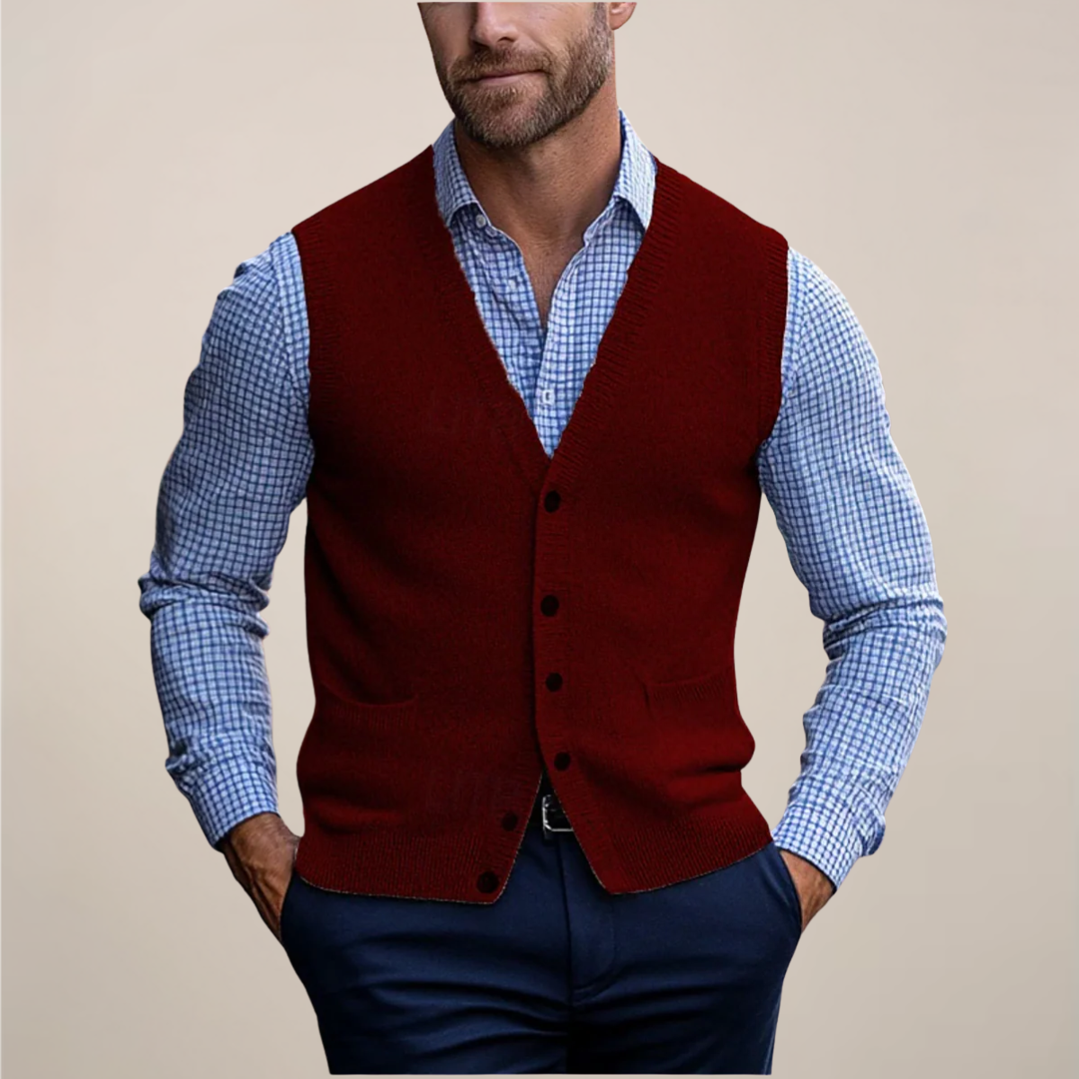 Men’s Sleeveless Vest Sweater – Lightweight Layer