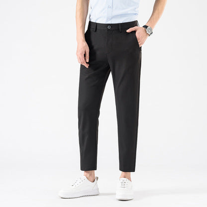Men’s Slim Fit Cropped Trousers – Smart Casual Business Pants for Spring & Autumn