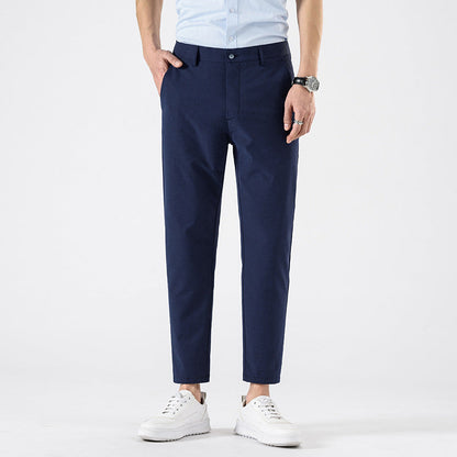 Men’s Slim Fit Cropped Trousers – Smart Casual Business Pants for Spring & Autumn