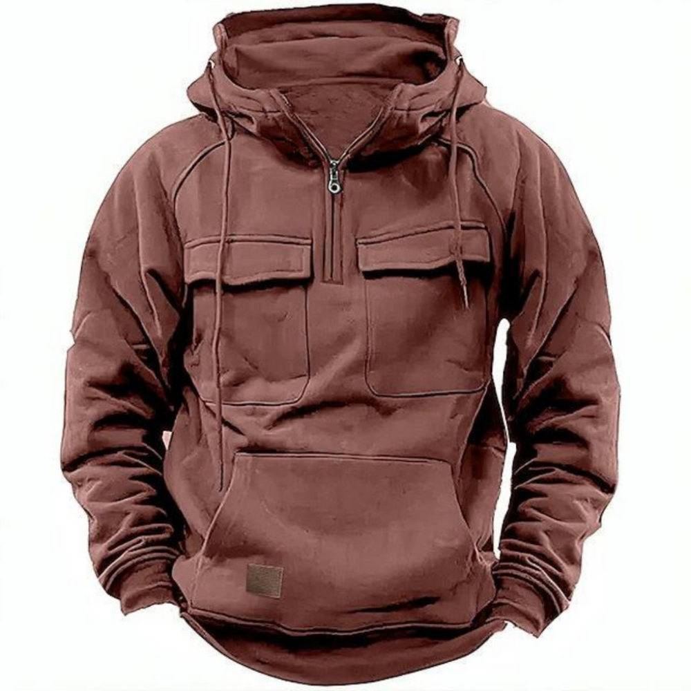 Practical Men's Zip Up Hooded Jacket with Pocket - BritishElegance