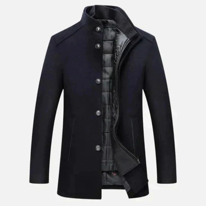 Men’s Tailored Wool Overcoat with Quilted Insert