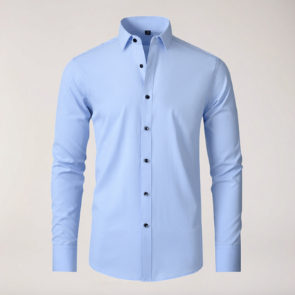 Men's Stretch Button-Up Shirt – Slim Fit Long Sleeve Dress Shirt for Business & Casual Wear
