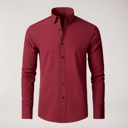 Men's Stretch Button-Up Shirt – Slim Fit Long Sleeve Dress Shirt for Business & Casual Wear
